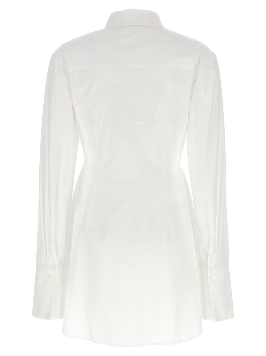 Nensi Dojaka Hybrid Shirt White Cotton Poplin With Subtly Padded Cup Detail For Women