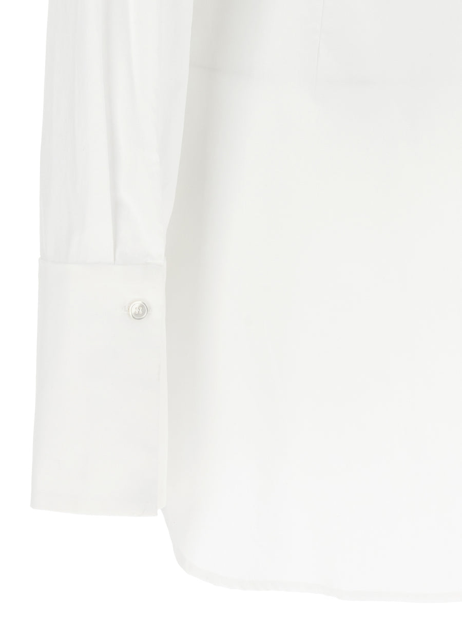 Nensi Dojaka Hybrid Shirt White Cotton Poplin With Subtly Padded Cup Detail For Women