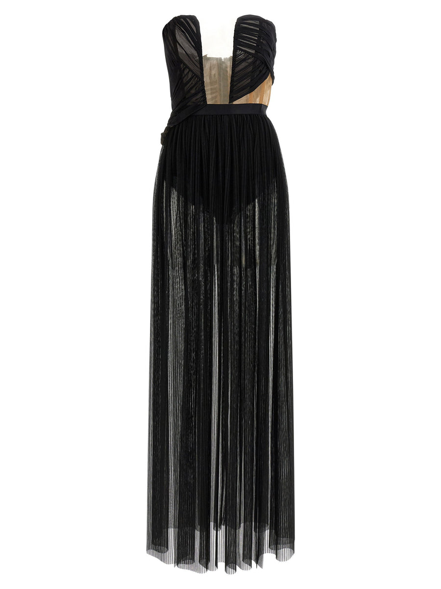 Nensi Dojaka Corset Gown Draped Tulle Luxurious Evening Dress For Fashion Forward Women
