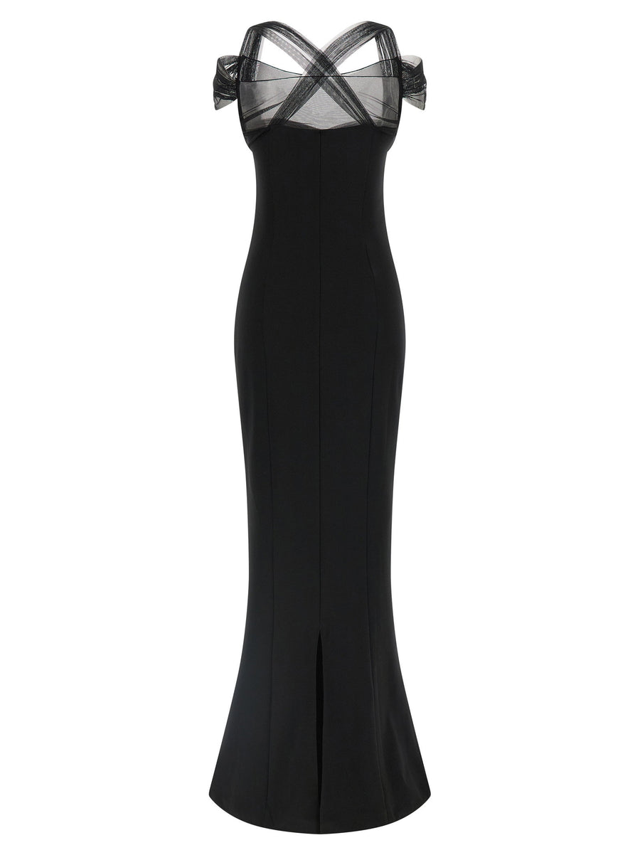 Nensi Dojaka Luxurious Draped Maxi Dress With Padded Cups For Elegant Eveningwear Women