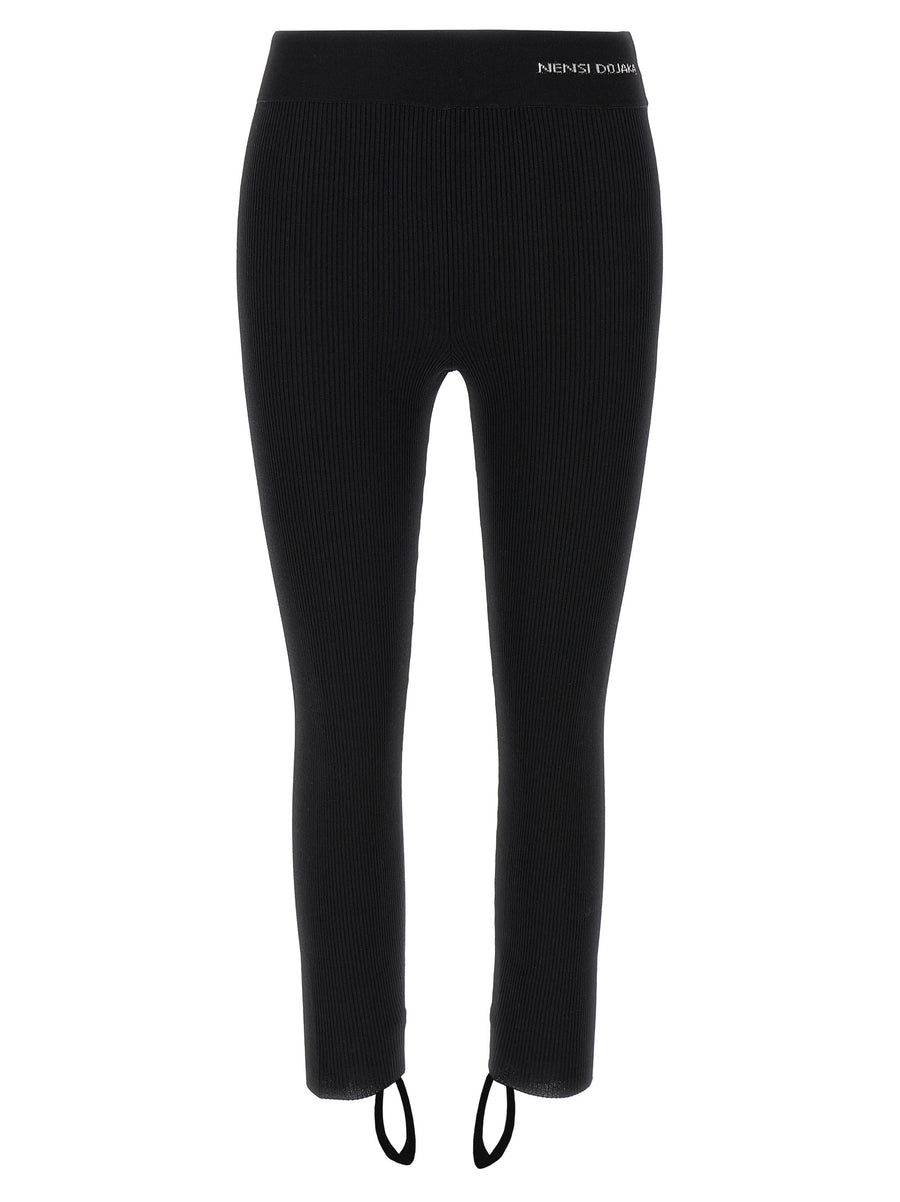 Nensi Dojaka Sadie Leggings For Women Luxury Ribbed Stretch Viscose With Pinocchietto Cuff