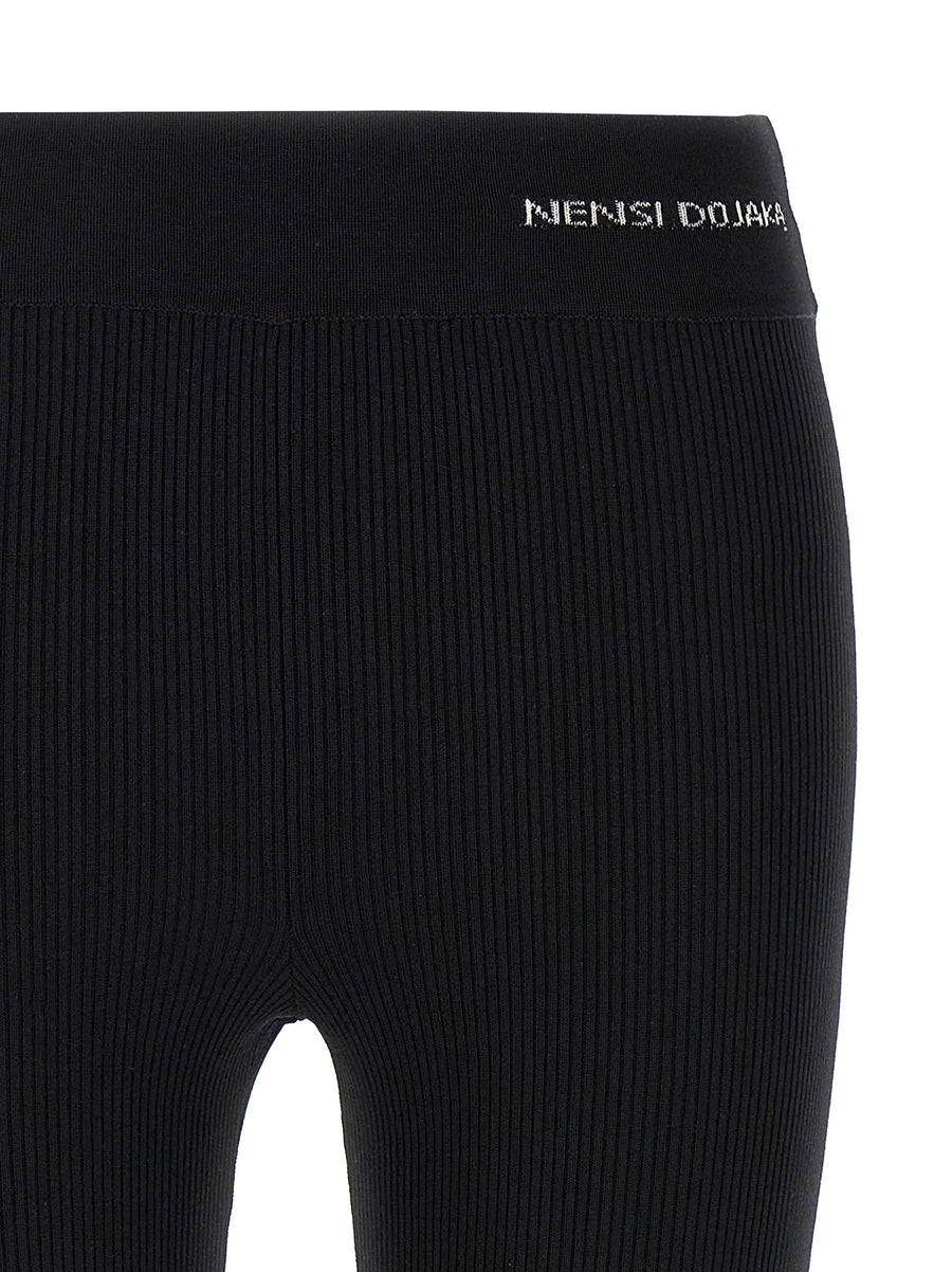 Nensi Dojaka Sadie Leggings For Women Luxury Ribbed Stretch Viscose With Pinocchietto Cuff