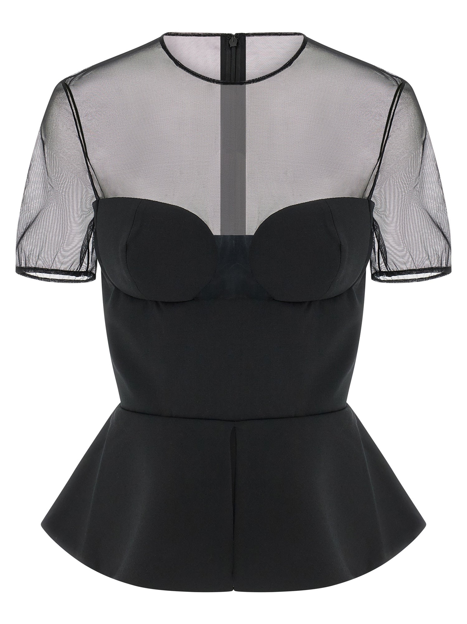Nensi Dojaka Tailored Bustier With Sheer Neckline Top
