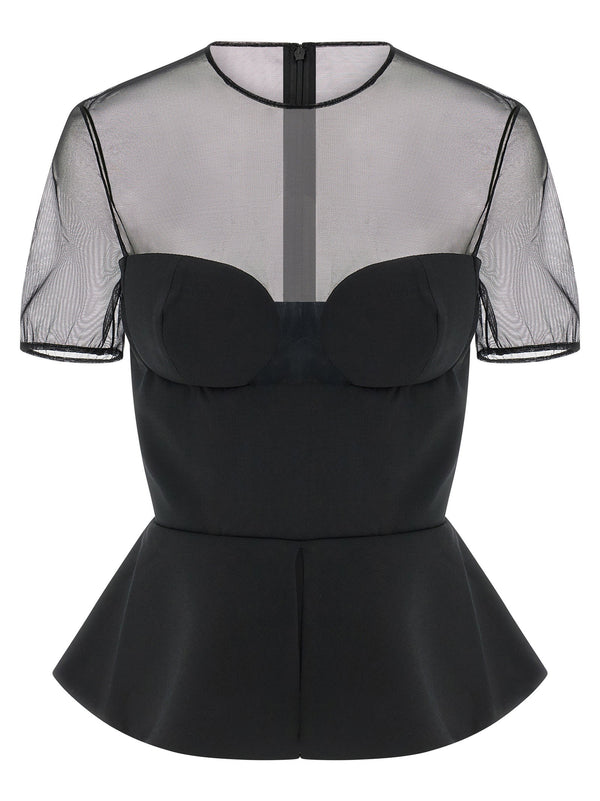Nensi Dojaka Tailored Bustier With Sheer Neckline Top