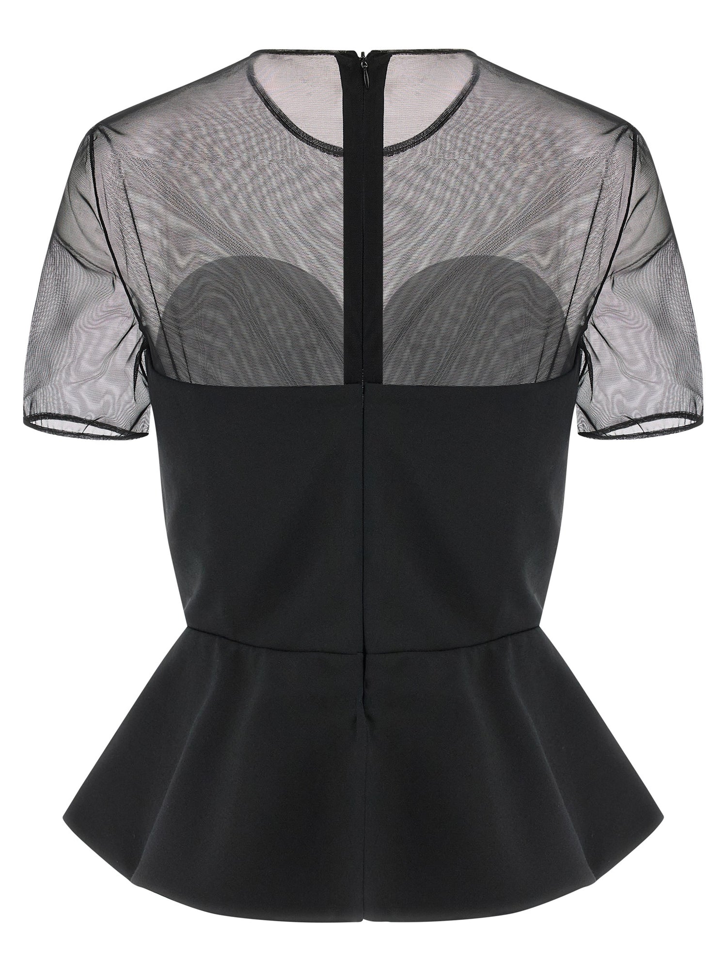 Nensi Dojaka Tailored Bustier With Sheer Neckline Top