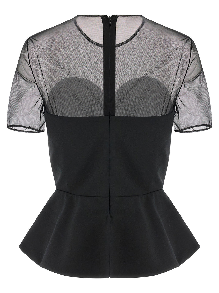 Nensi Dojaka Tailored Bustier With Sheer Neckline Top