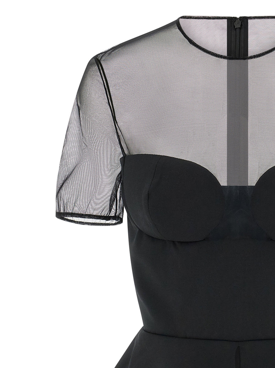 Nensi Dojaka Tailored Bustier With Sheer Neckline Top