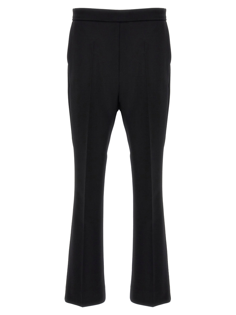 Max Mara Nepeta Wool Crepe Trousers Cropped Leg Black