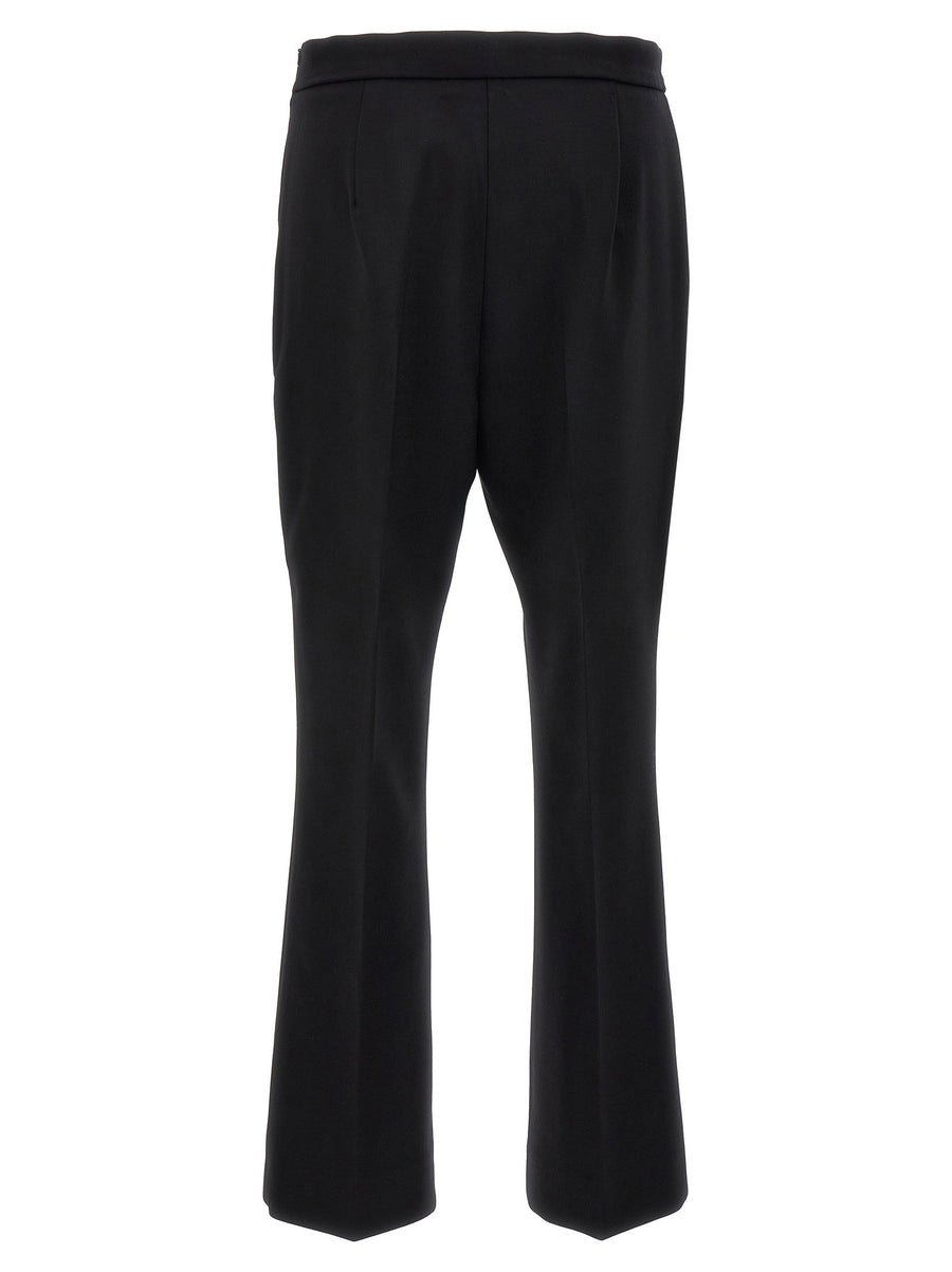 Max Mara Nepeta Wool Crepe Trousers Cropped Leg Black
