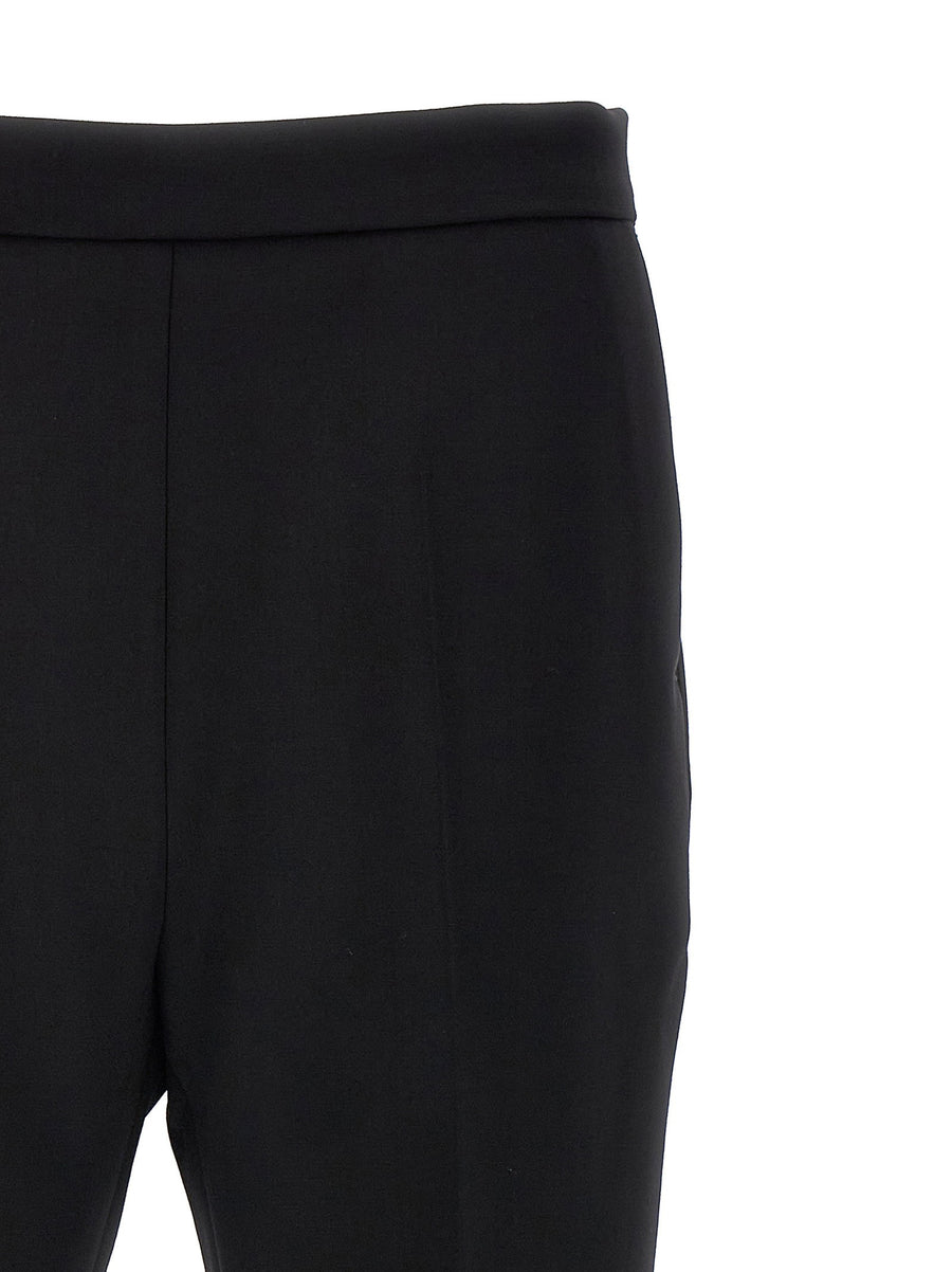 Max Mara Nepeta Wool Crepe Trousers Cropped Leg Black
