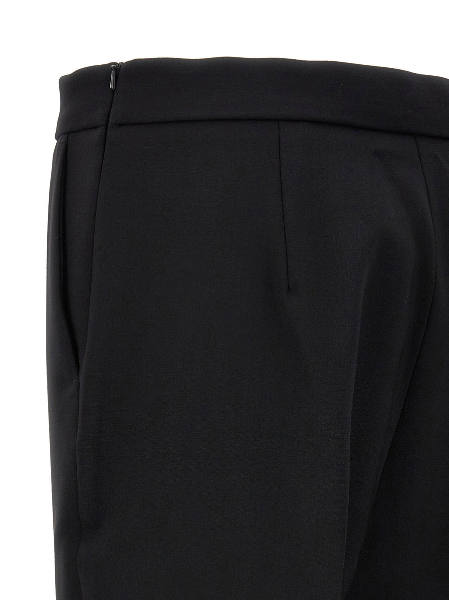 Max Mara Nepeta Wool Crepe Trousers Cropped Leg Black