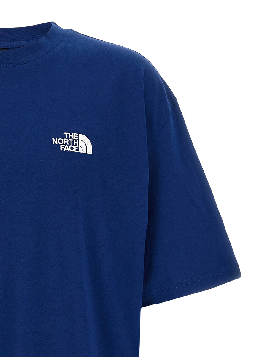 The North Face Simple Dome T Shirt Oversized Blue 100 Percent Cotton Tee With Iconic Logo Embroidery For Men