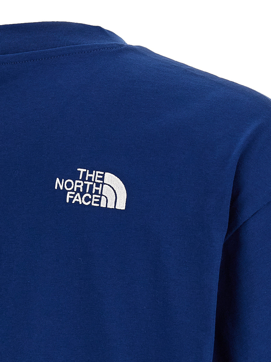 The North Face Simple Dome T Shirt Oversized Blue 100 Percent Cotton Tee With Iconic Logo Embroidery For Men