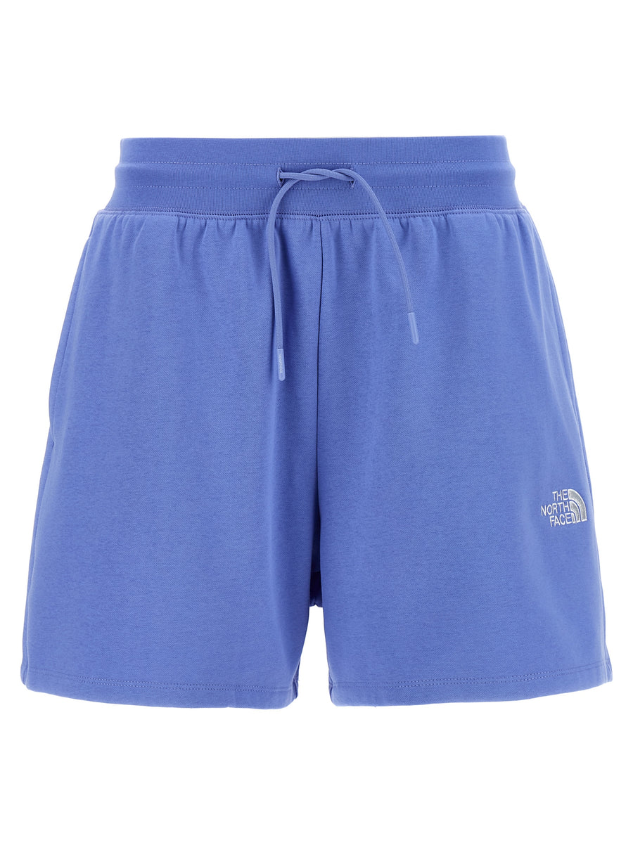 The North Face Simple Dome Shorts For Women Light Blue Cotton Fleece Relaxed Fit With Pockets