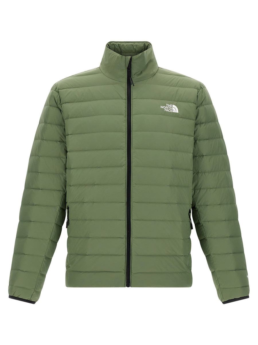 The North Face Classic Down Jacket For Men Green Quilted Nylon With Goose Down Insulation Front Zip High Neck Warmth