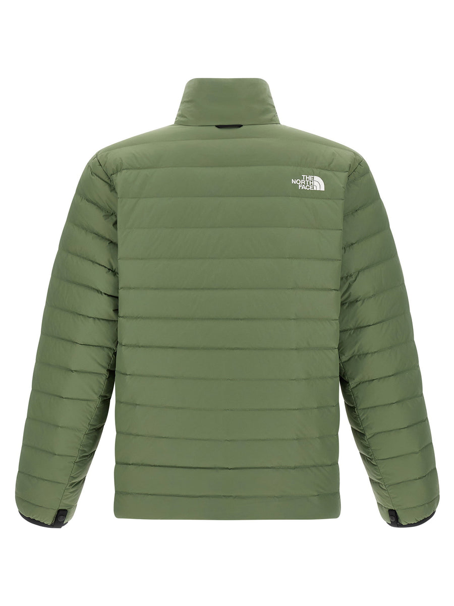 The North Face Classic Down Jacket For Men Green Quilted Nylon With Goose Down Insulation Front Zip High Neck Warmth