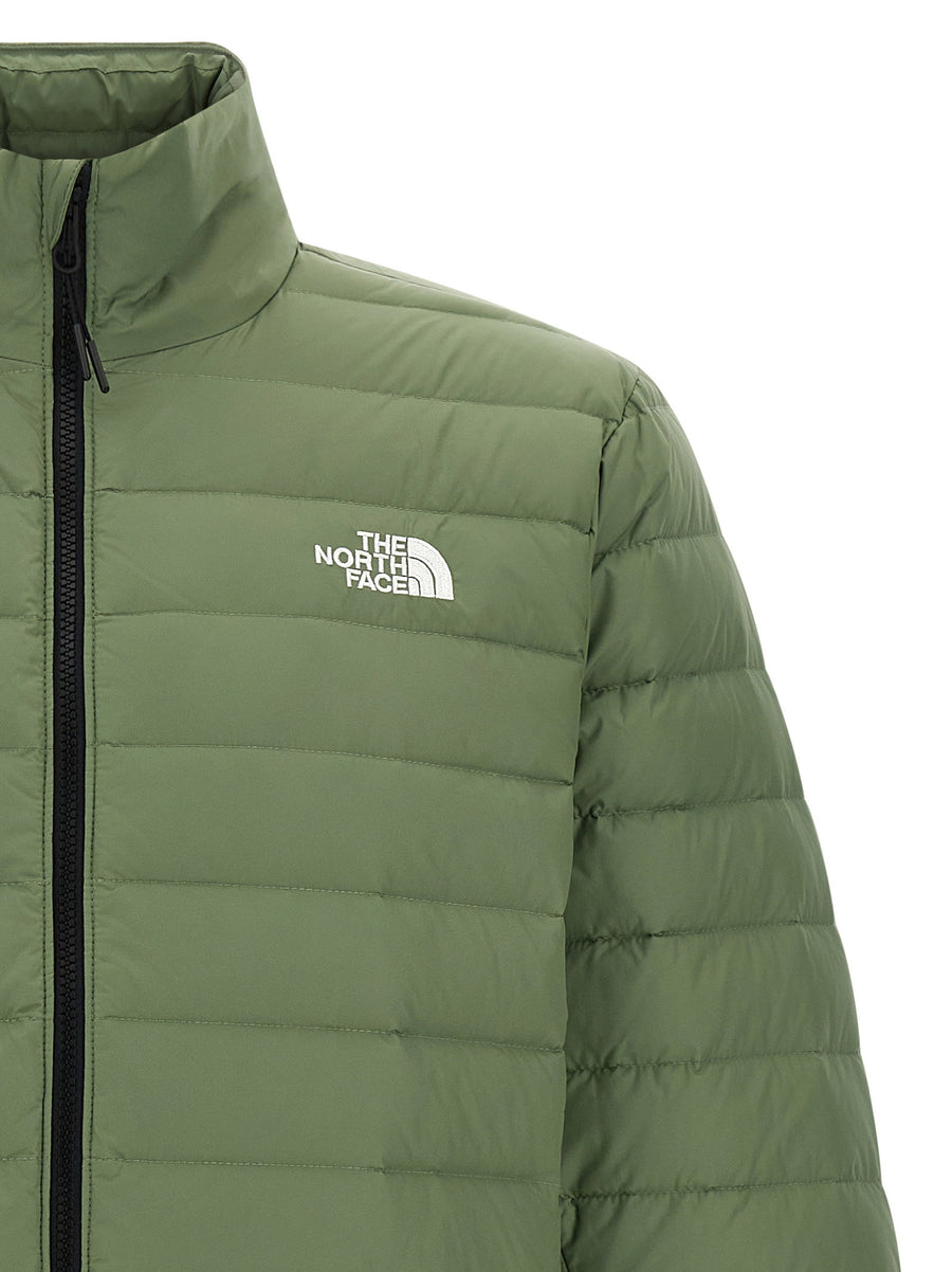 The North Face Classic Down Jacket For Men Green Quilted Nylon With Goose Down Insulation Front Zip High Neck Warmth