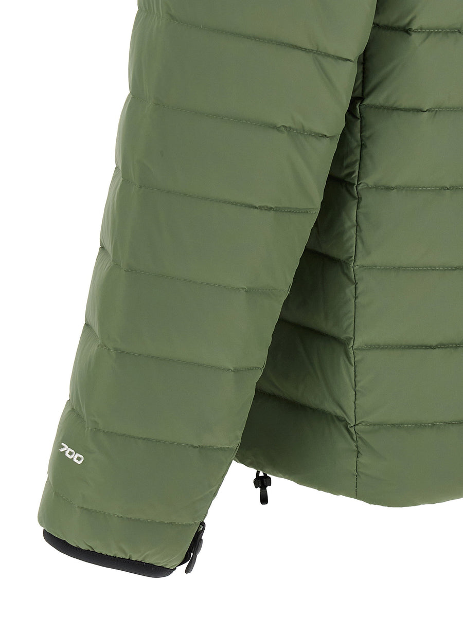 The North Face Classic Down Jacket For Men Green Quilted Nylon With Goose Down Insulation Front Zip High Neck Warmth