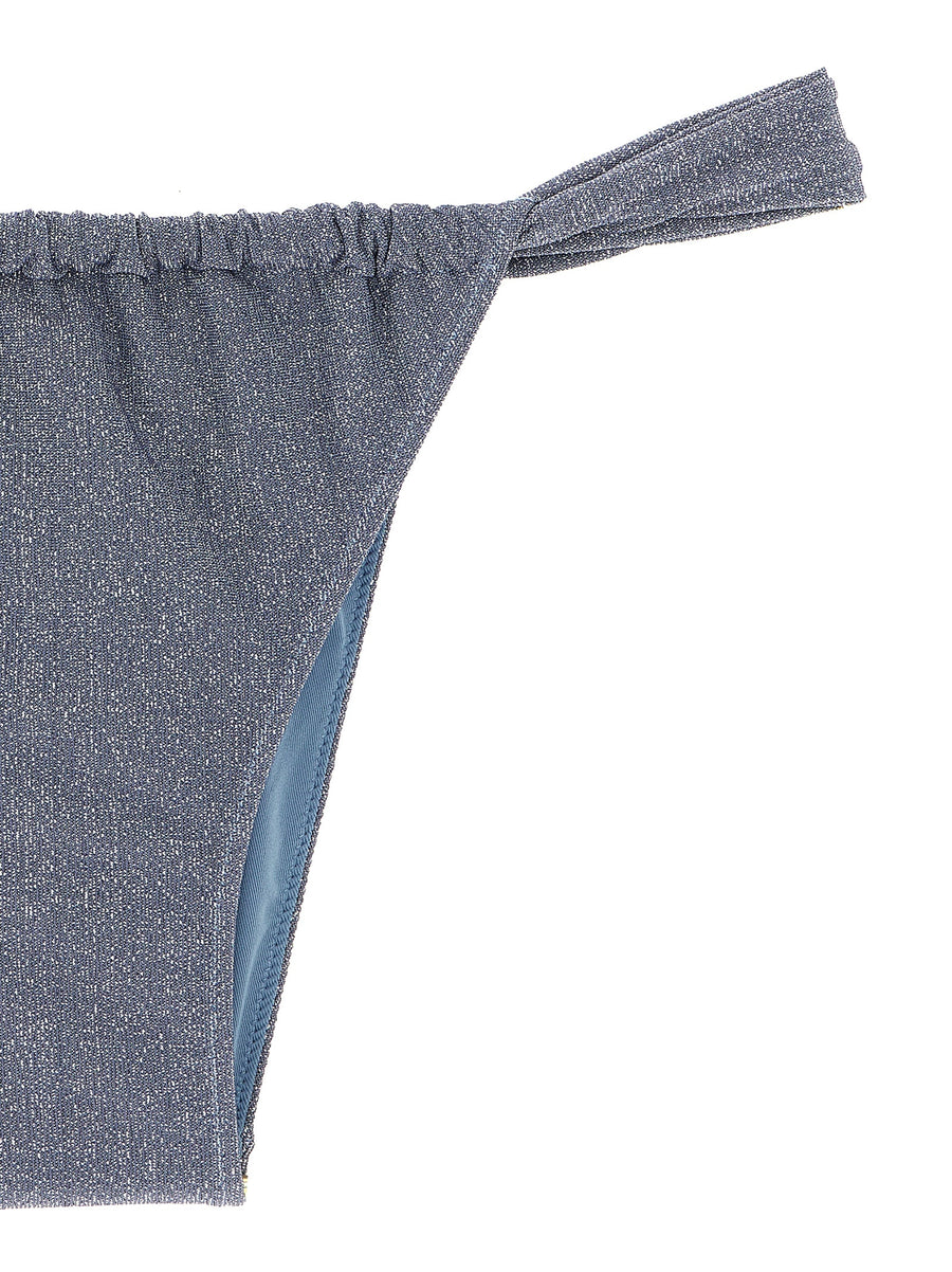 MC2 Saint Barth Noelle Bikini Bottoms for Women with Shimmer Blue Lurex and Sliding Leg Coverage