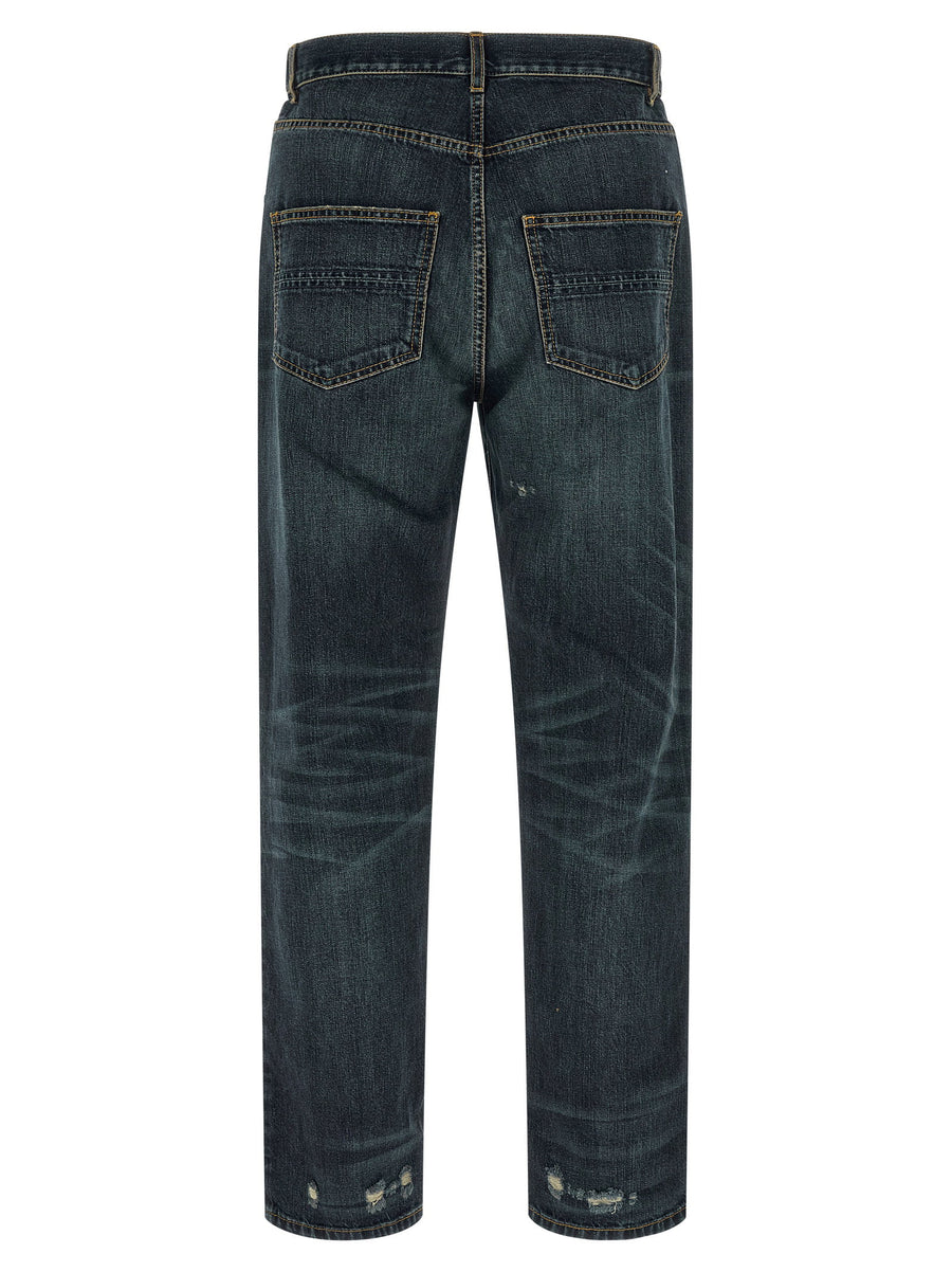 Namacheko Warkworth Jeans For Men In Blue Cotton Denim With Brushed Finish Stonewashed For Everyday Style