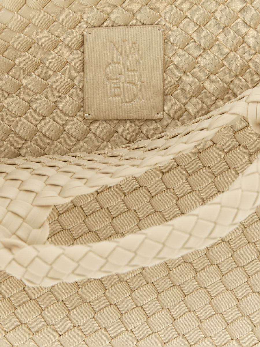 Naghedi St. Barths Small Shopping Bag Handwoven Neoprene Beach Tote for Women Compact Coastal Shopper