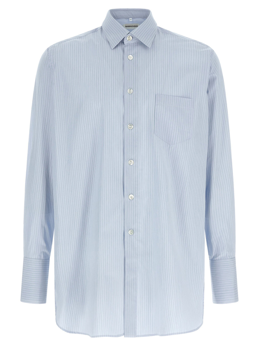 Namacheko Hernan Shirt For Men In Light Blue Striped 100 Percent Cotton Luxury Everyday Wear Versatile Essential