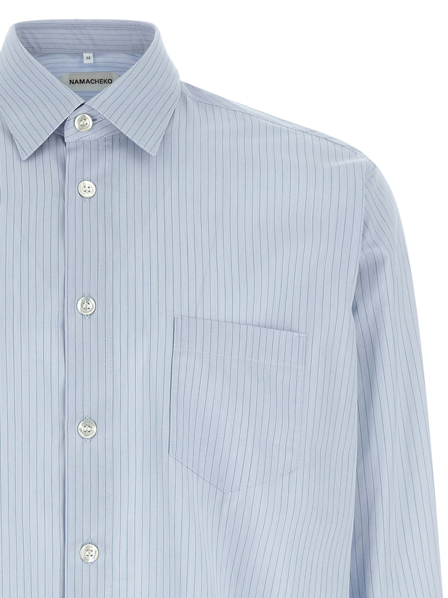 Namacheko Hernan Shirt For Men In Light Blue Striped 100 Percent Cotton Luxury Everyday Wear Versatile Essential