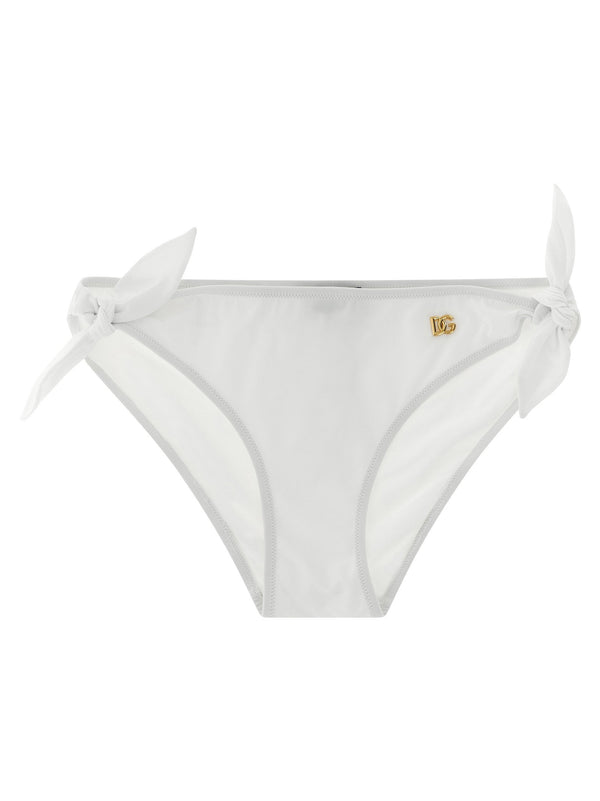 Dolce And Gabbana White DG Bikini Briefs With Side Ties