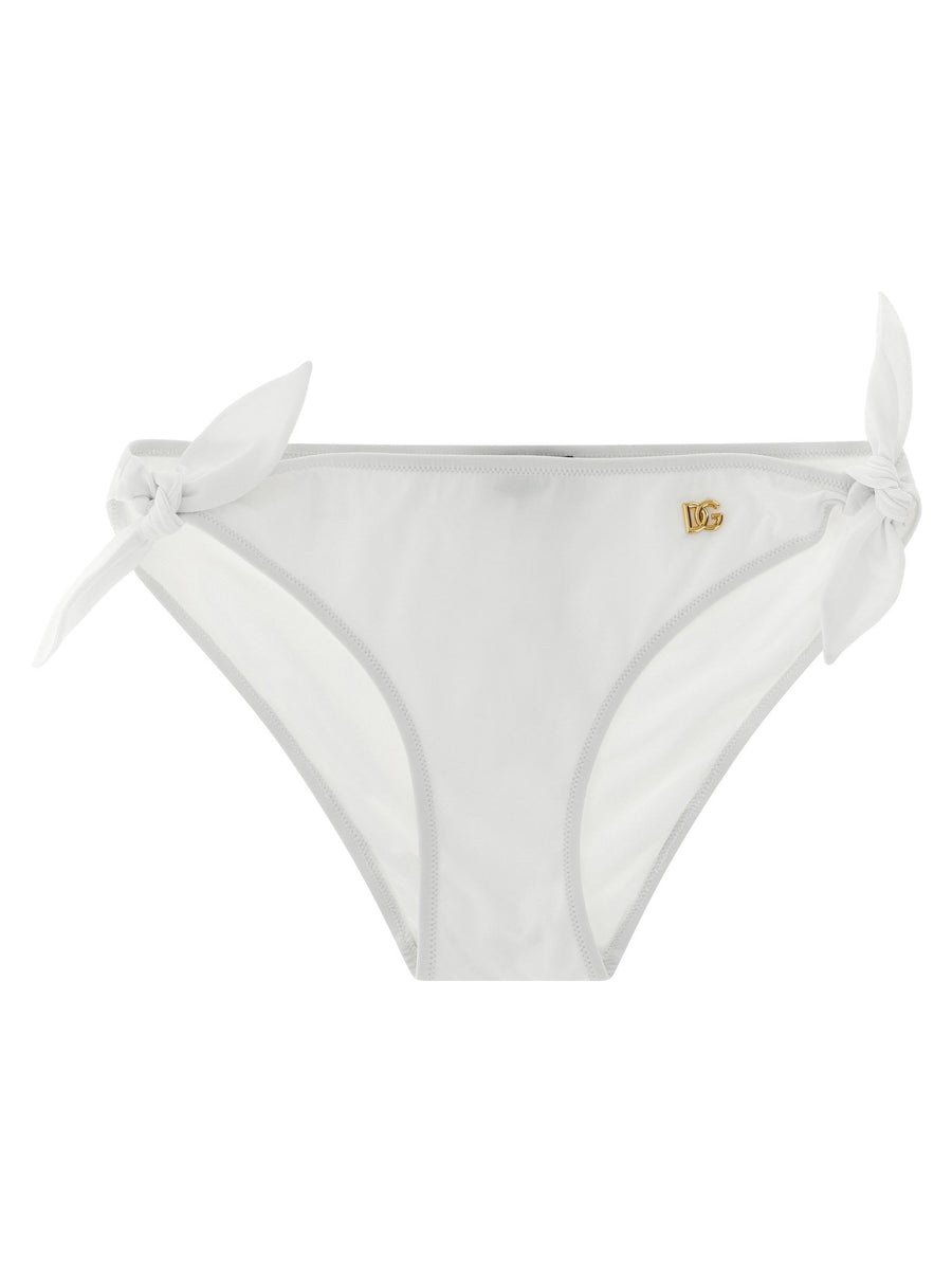 Dolce And Gabbana White DG Bikini Briefs With Side Ties