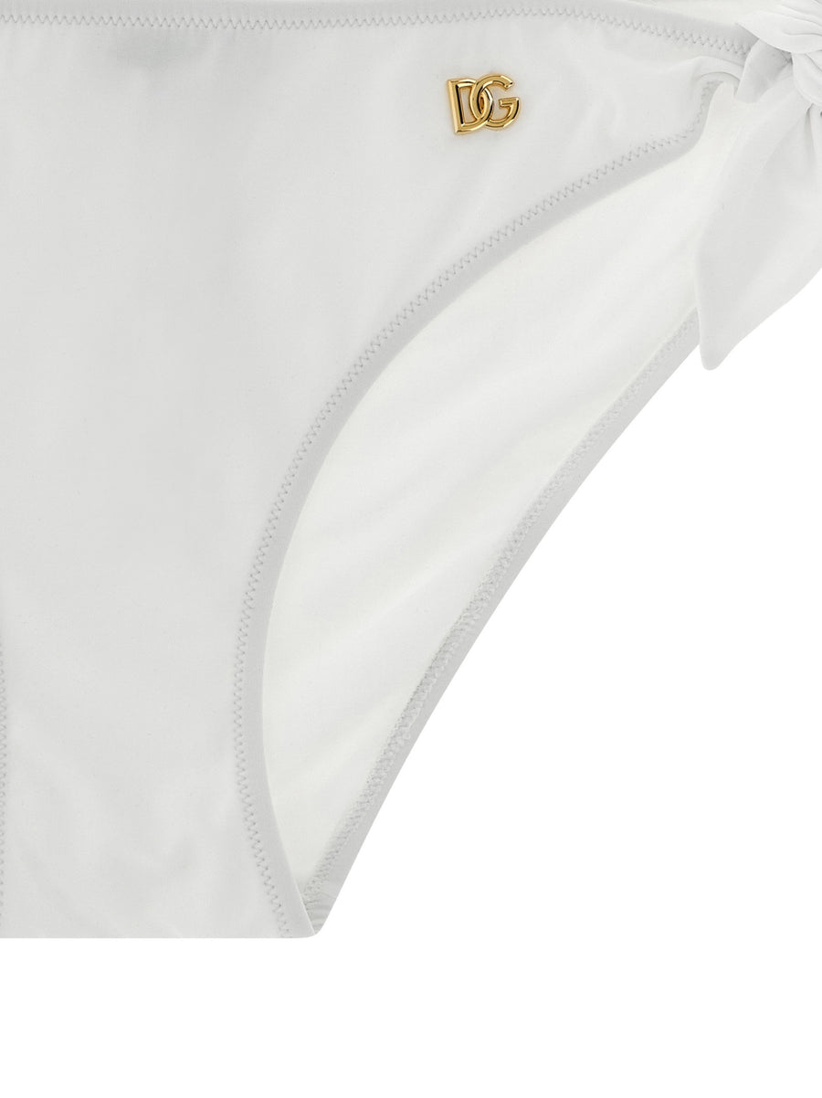 Dolce And Gabbana White DG Bikini Briefs With Side Ties