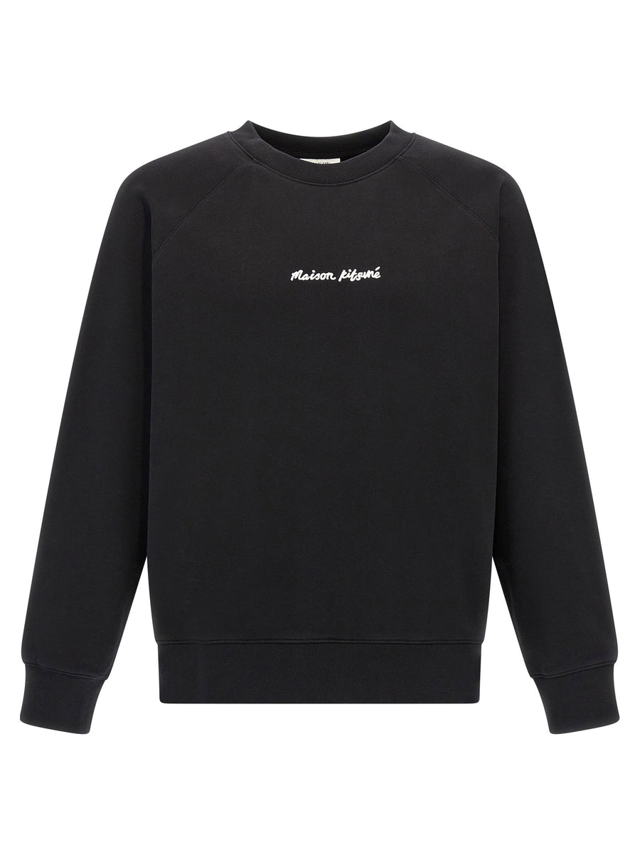 Maison Kitsuné Black Logo Embroidery Brushed Cotton Sweatshirt