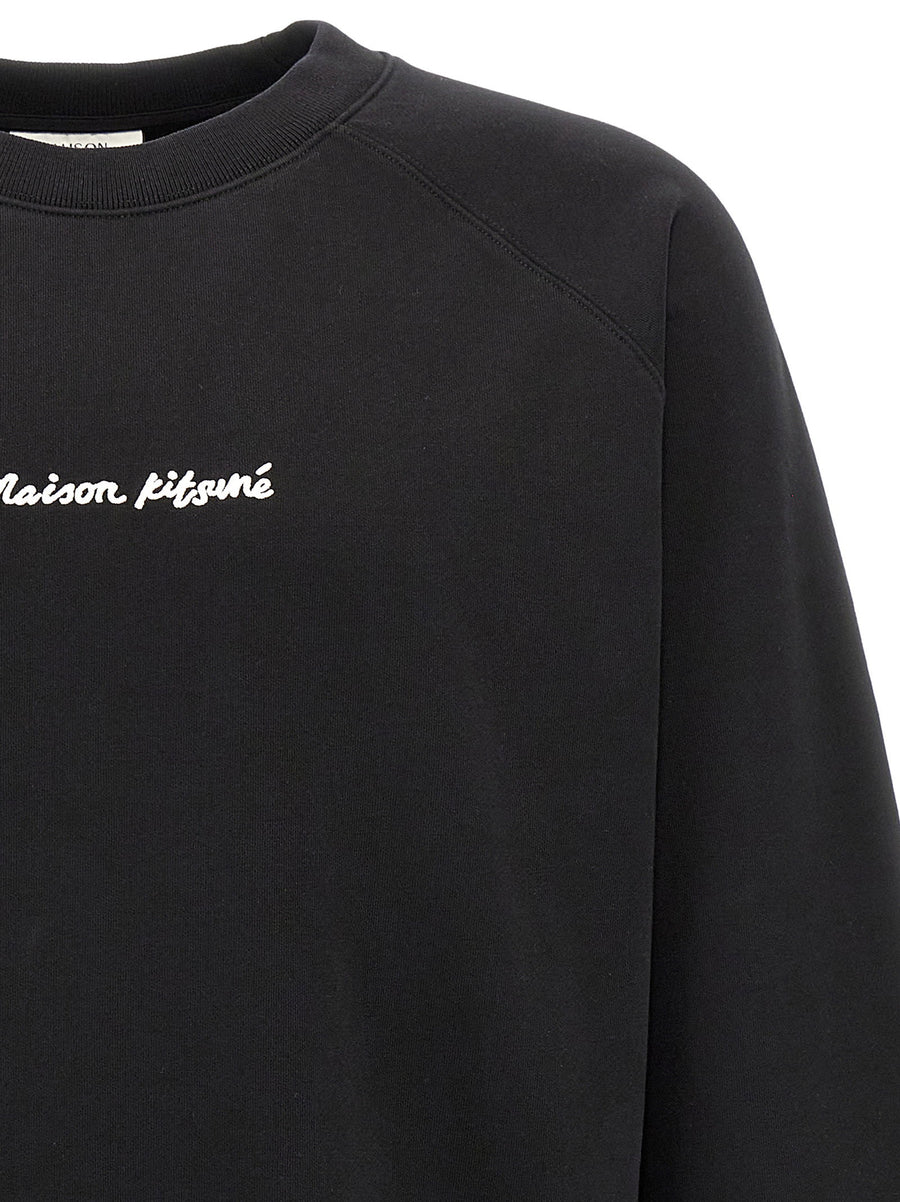 Maison Kitsuné Black Logo Embroidery Brushed Cotton Sweatshirt