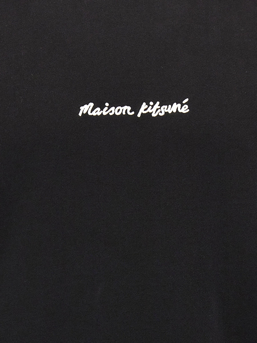 Maison Kitsuné Black Logo Embroidery Brushed Cotton Sweatshirt