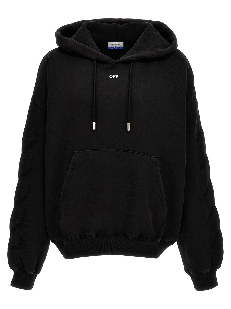 Off White Matthew Hoodie For Men With Faded Cotton Finish And Bold Contrast Print