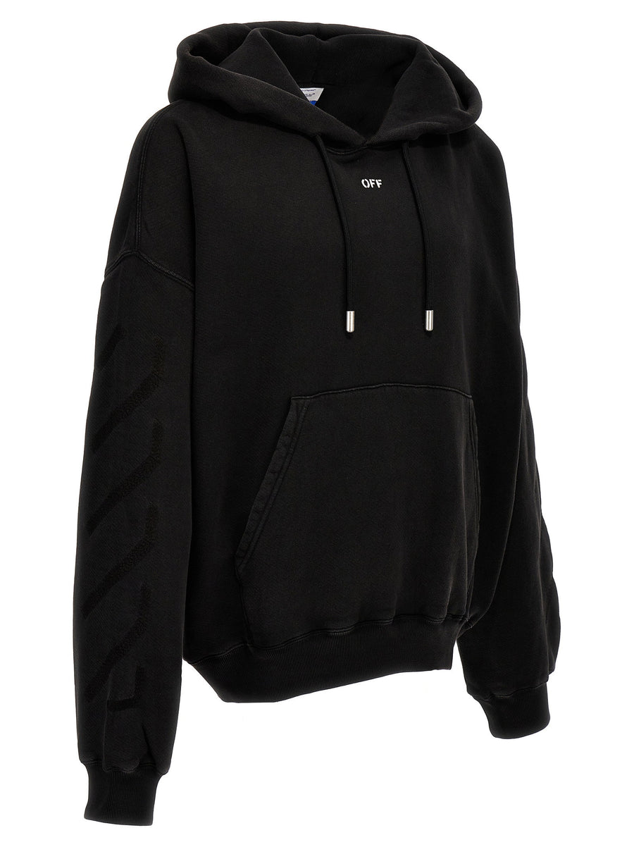 Off White Matthew Hoodie For Men With Faded Cotton Finish And Bold Contrast Print