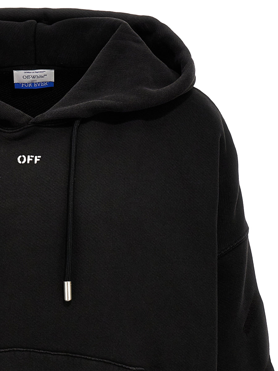 Off White Matthew Hoodie For Men With Faded Cotton Finish And Bold Contrast Print