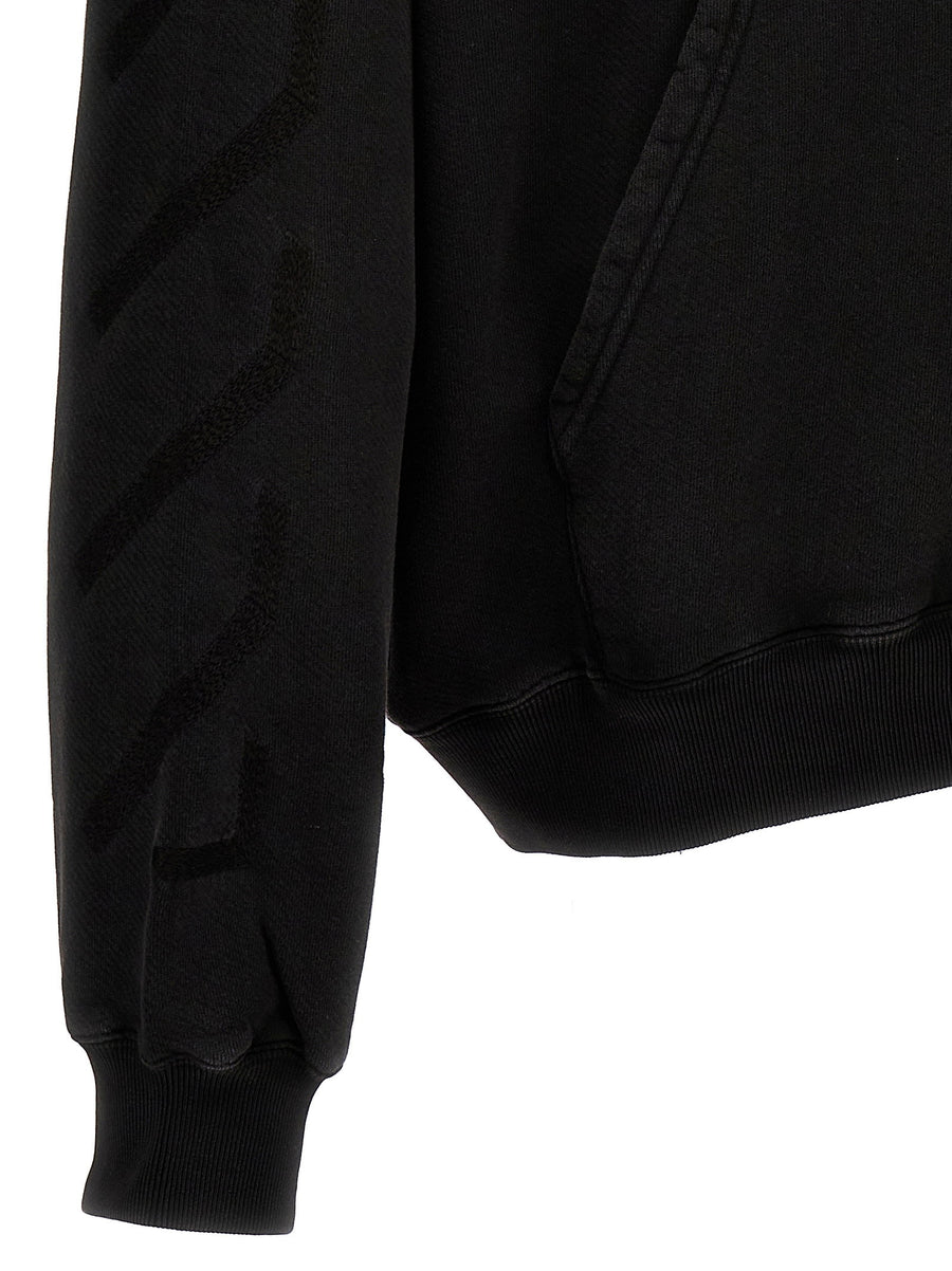 Off White Matthew Hoodie For Men With Faded Cotton Finish And Bold Contrast Print
