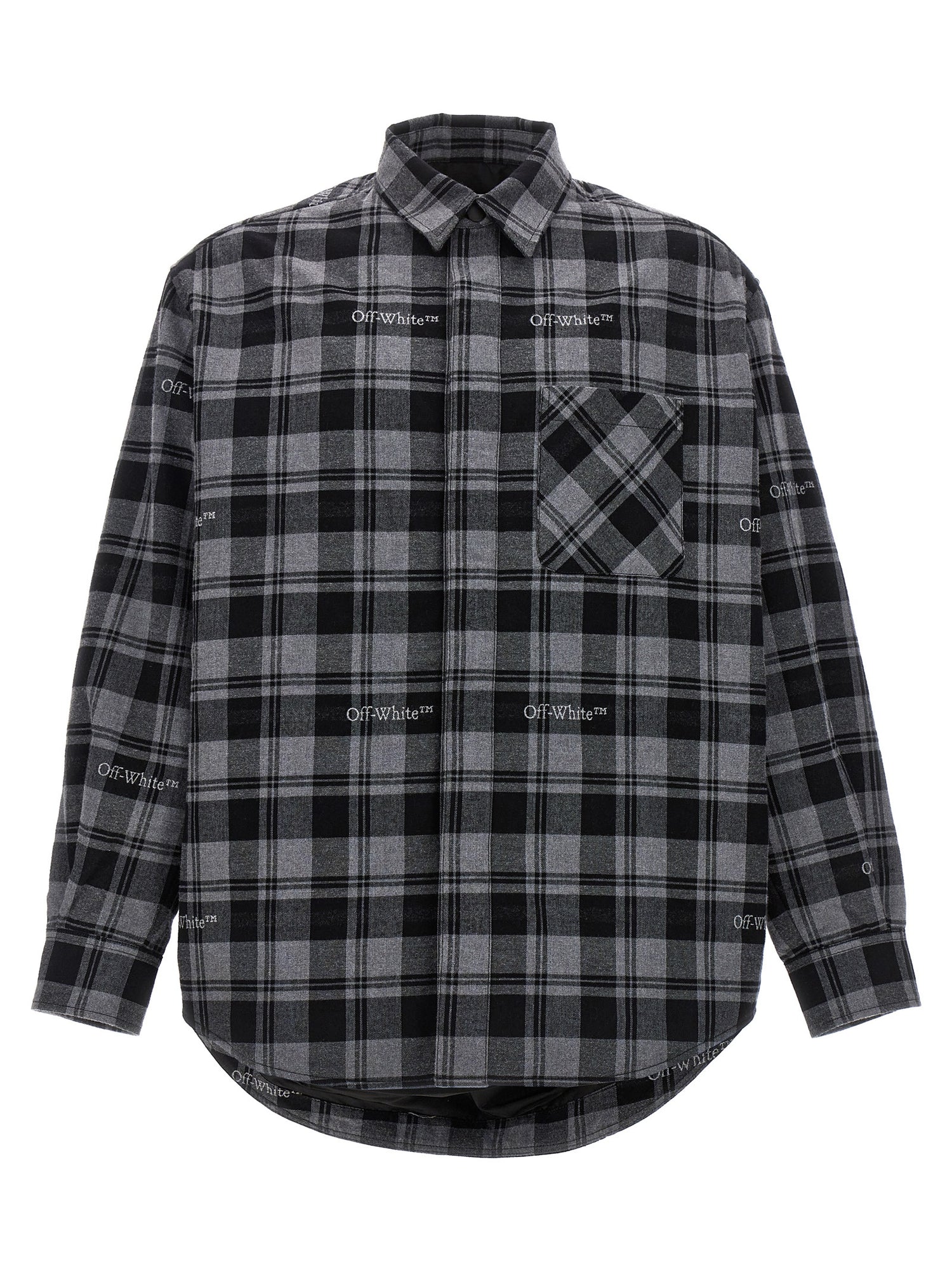 Off White Check Flannel Padded Jacket