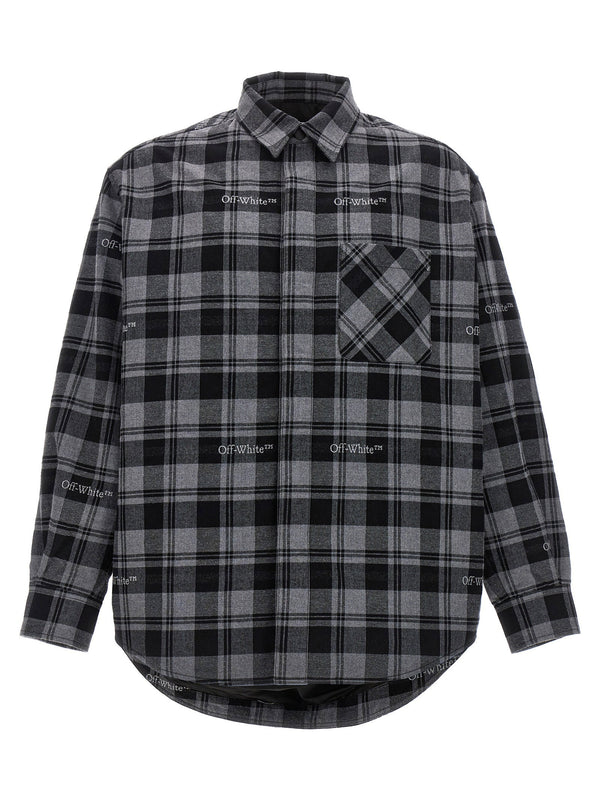 Off White Check Flannel Padded Jacket
