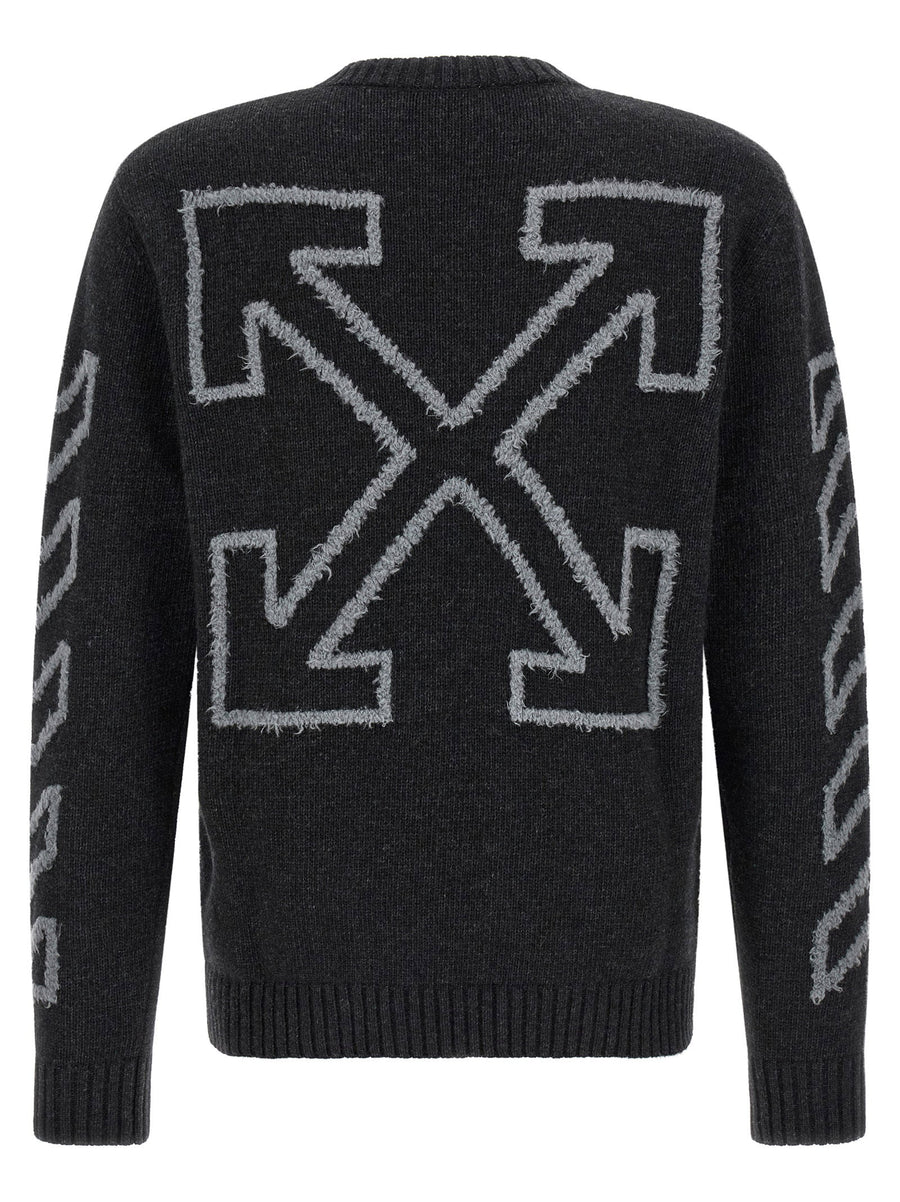 Off White Diag Arrow Fuzzy Sweater With Intarsia