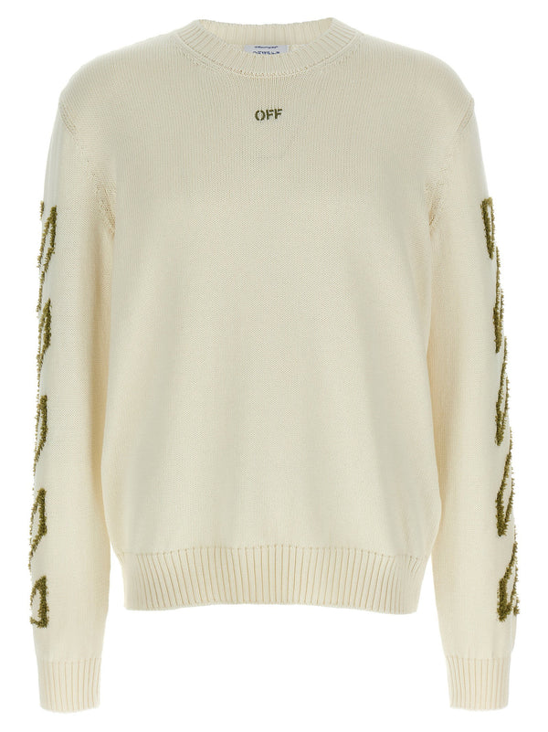 Off White Diag Outline Sweater Men 3D Inlays Cotton