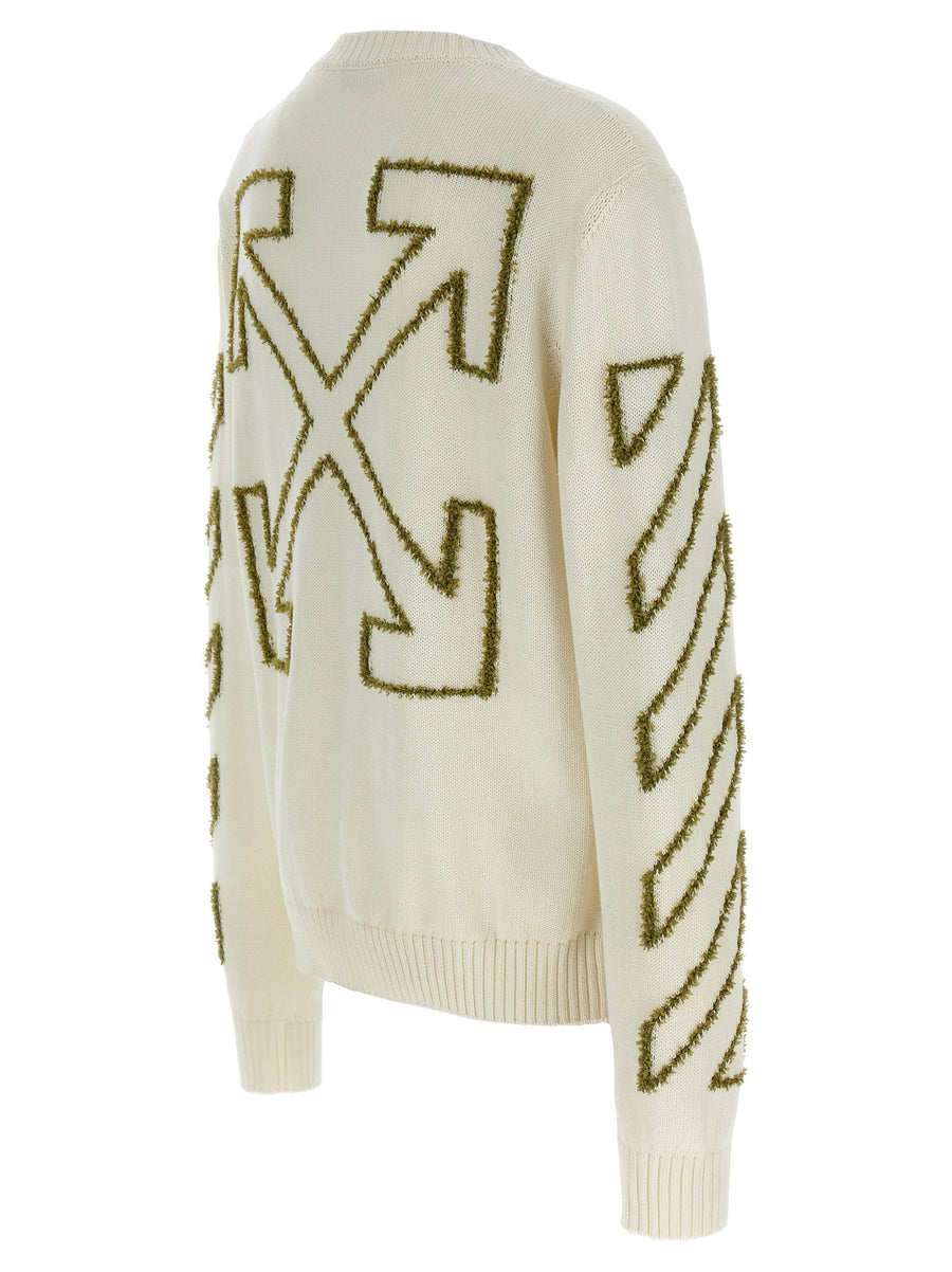 Off White Diag Outline Sweater Men 3D Inlays Cotton