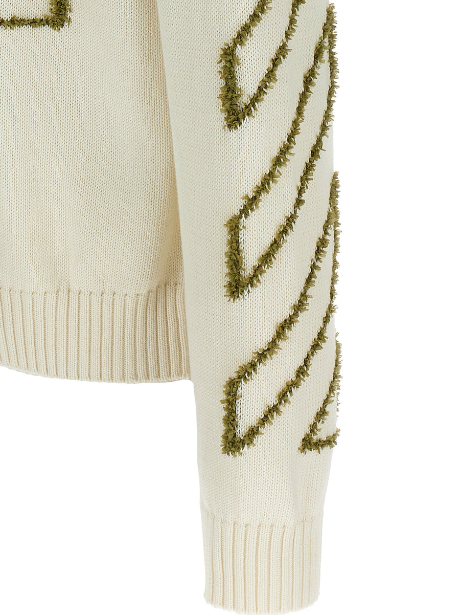 Off White Diag Outline Sweater Men 3D Inlays Cotton