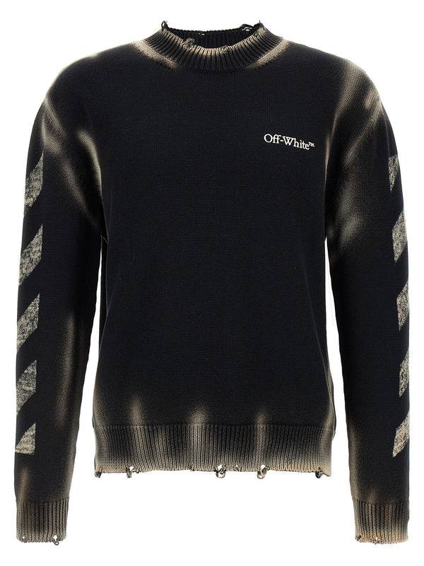Off-White Diag Arr Corrosion Sweater For Men 100 Percent Cotton With Gradient Inlays And Logo