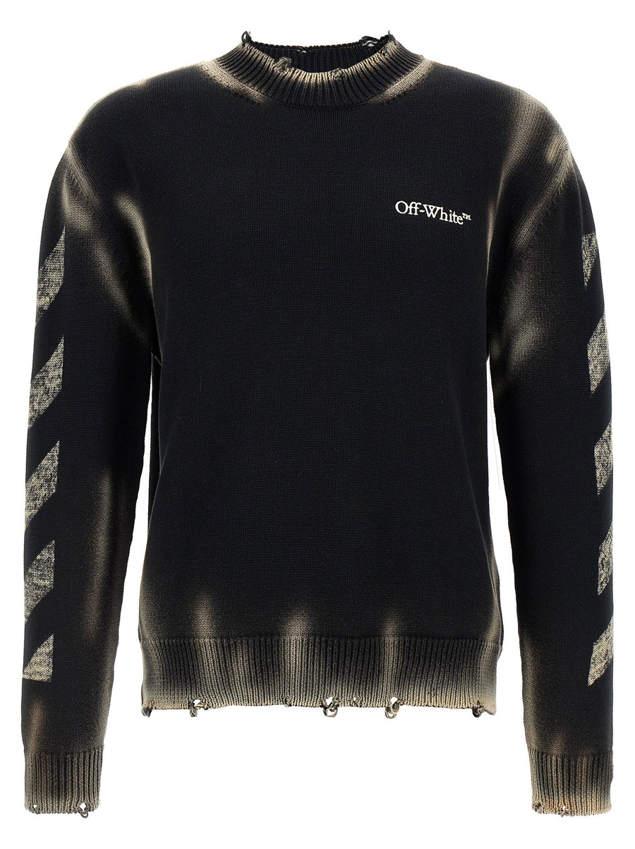 Off-White Diag Arr Corrosion Sweater For Men 100 Percent Cotton With Gradient Inlays And Logo