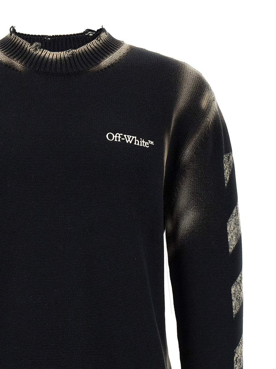 Off-White Diag Arr Corrosion Sweater For Men 100 Percent Cotton With Gradient Inlays And Logo