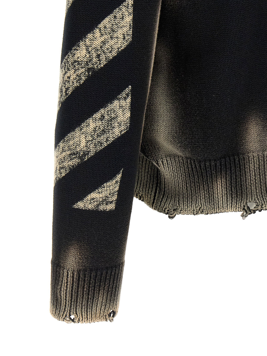 Off-White Diag Arr Corrosion Sweater For Men 100 Percent Cotton With Gradient Inlays And Logo