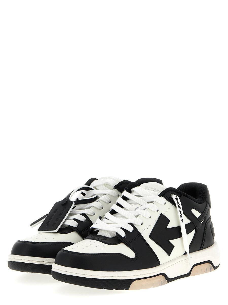 Off White Out Of Office Sneakers White Black Calf Leather Two Tone