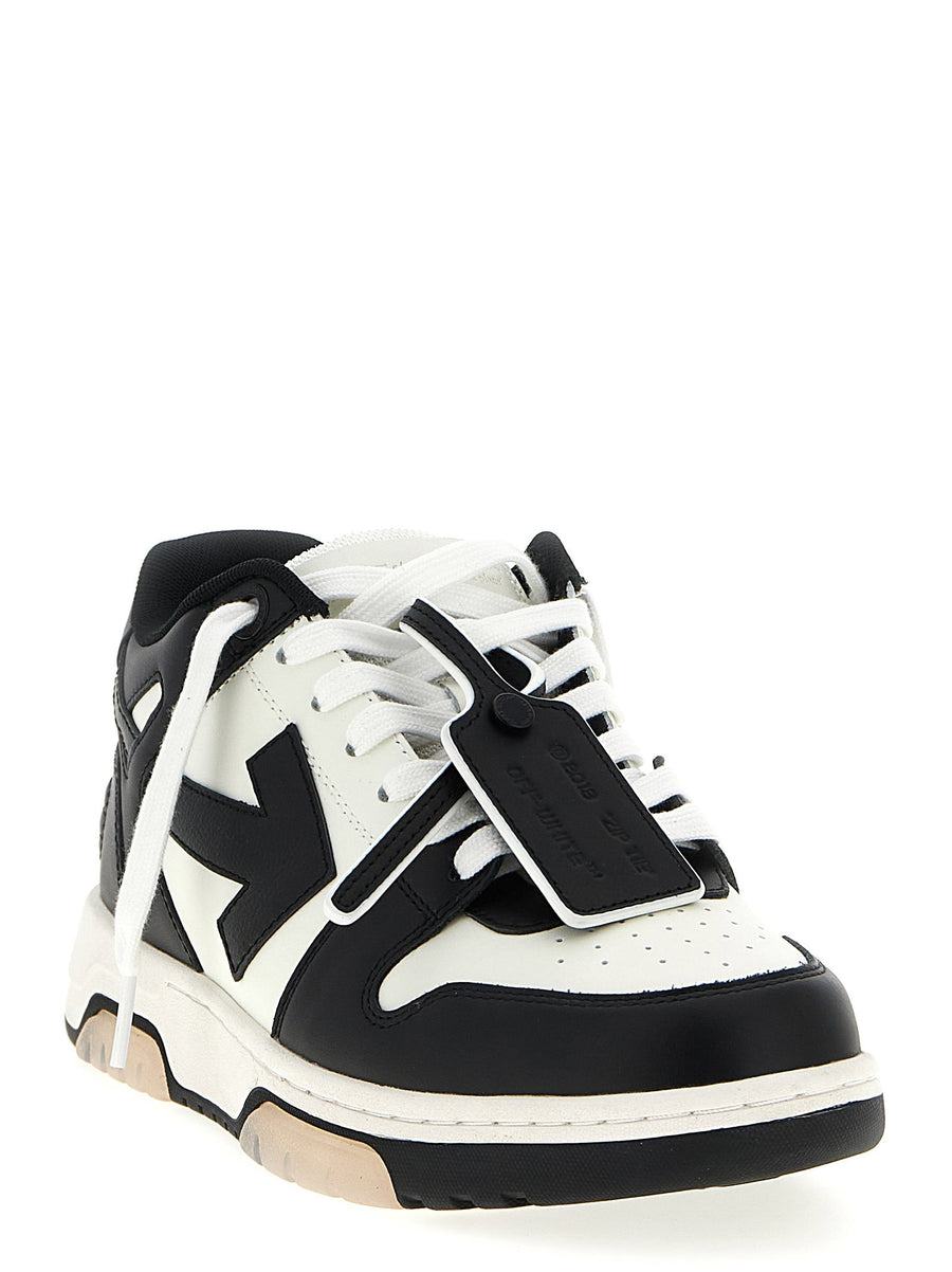 Off White Out Of Office Sneakers White Black Calf Leather Two Tone