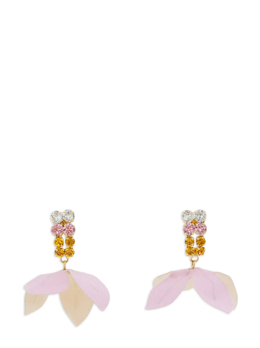 Marni Flower Earrings Multicolor Brass With Crystal Accents And Secure Pin Closure For Women Elegant Jewelry